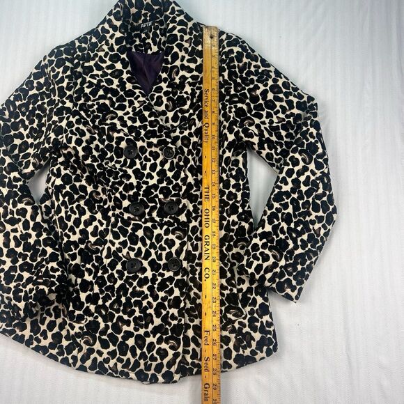 Whimsygoth Leopard Print Pea Coat Apt.9 Womens Size Medium Purple Lined - Picture 2 of 8
